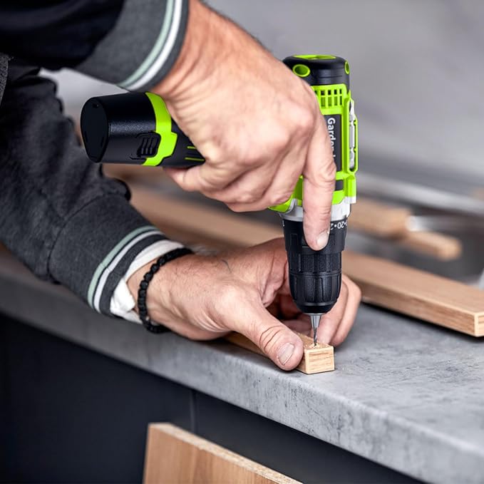 GardenJoy Cordless Power Drill Set: 12V Electric Drill with Battery and Charger, 65pcs Acessories, 3/8"Keyless Chuck, 2 Variable Speed, 24+1 Position, Compact Drill Driver Kit for Home & DIY Project