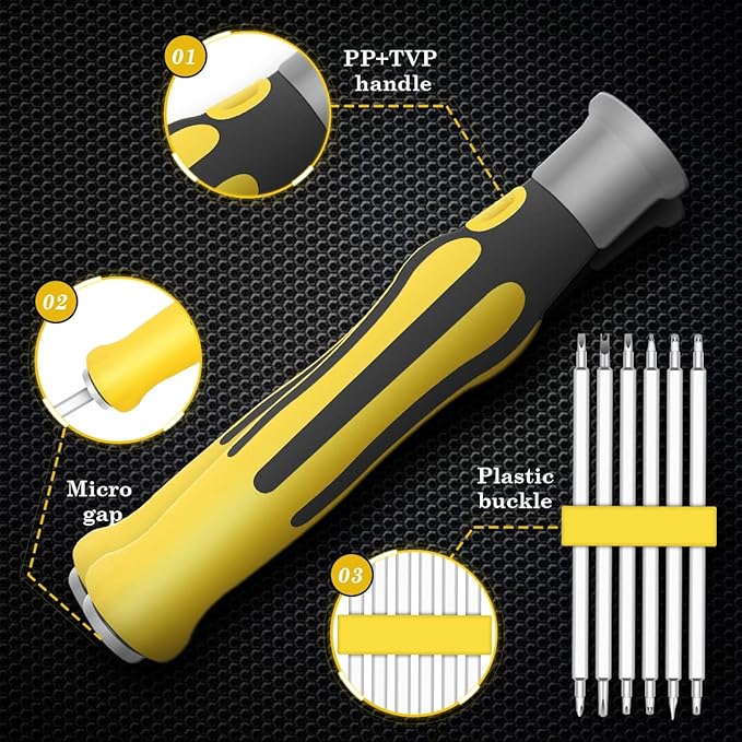Premium 6-In-1 Mini Screwdrivers Set, Small Screwdriver Sets, Multipurpose Turn Screw, Household Small Driver, Detachable Handle, Alloy Steel Material, SH-083, 12 Sizes by NOSHY
