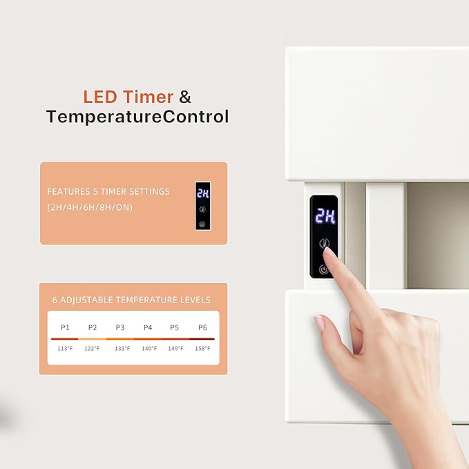 Electric Heated Towel Warmer Rack - Wall-Mounted with Timer & Temperature Control, Plug-in/Hardwired, Fast Heating, Smart Touch Panel