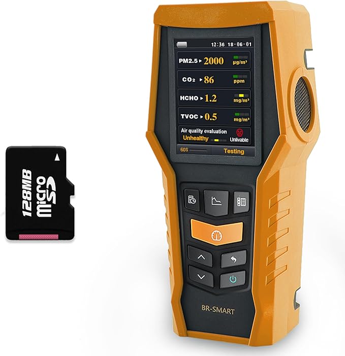 Smart Air Quality Meter Indoor 11-in-1 Air Monitor PM1.0 PM2.5 PM10 Dust TVOC VOC Detector HCHO Tester with Data Record for Home Office (126S)