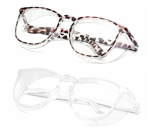 Alsenor Safety Glasses Anti Fog Goggles Protective Eyewear Blue Light Blocking ANSI Z87 UV Protection Glasses For Men Women (2 Pack(new-leopard+transparent))