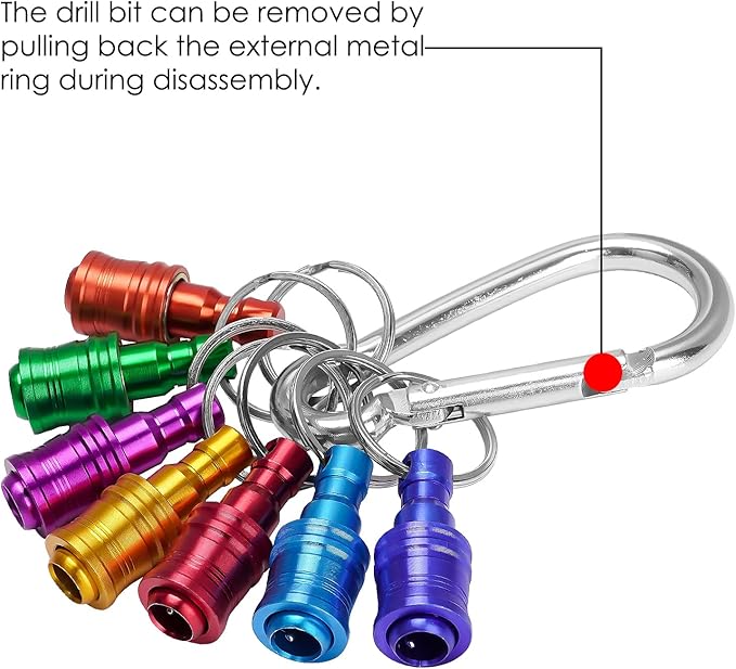 LUEXBOX 1/4 Inch Bit Holder Keychain, Hex Screwdriver Bits Holder Extension Bar, Quick Change Screw Bit Holder for Most Electric, Hand-held Screwdrivers and Drill Bits (E: Multicolored 7pack)