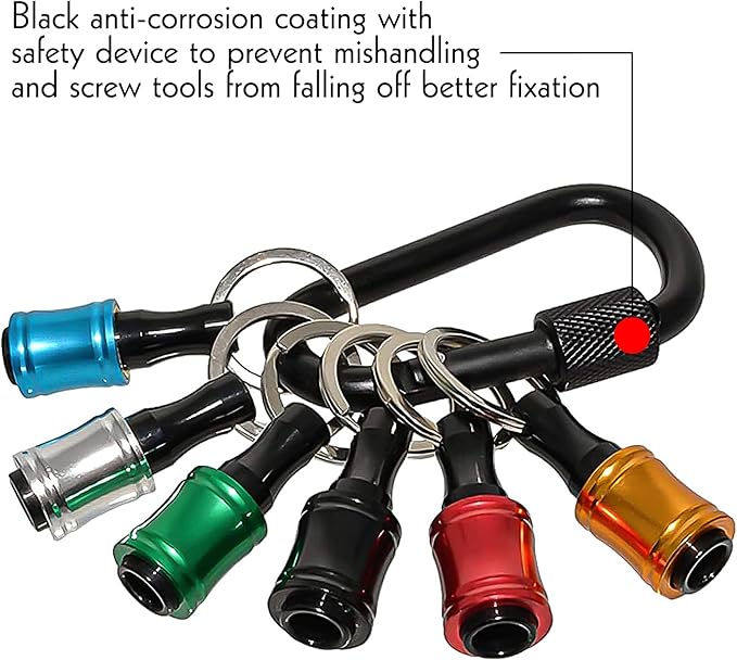 LUEXBOX 1/4 Inch Bit Holder Keychain, Hex Screwdriver Bits Holder Extension Bar, Quick Change Screw Bit Holder for Most Electric, Hand-held Screwdrivers and Drill Bits (A: Multicolored 6pack)