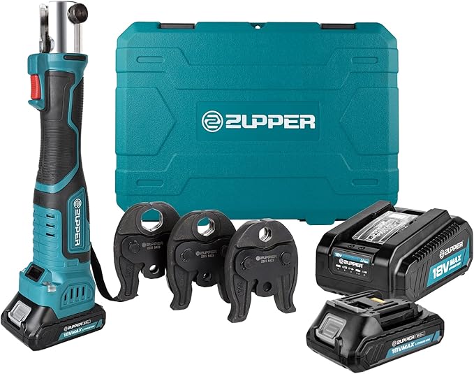 Mini Pro Press Tool kit with 3 Copper Pro Press Jaws 1/2", 3/4", 1", Brushless Motor, 2pcs Battery, Fast Charger & Carrying Case