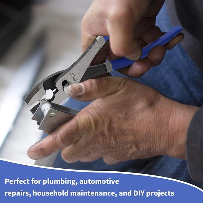 KAIHAOWIN Slip-Joint Pliers 8"& 10" Set of 2, Large Pliers Cr-V Heavy Duty Serrated Jaw with Rubber Grip Handle Plier Tool