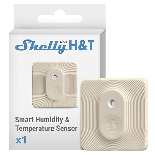 Shelly Blu H&T Ivory | Bluetooth Smart Temperature & Humidity Sensor with Remote App Control & Monitoring | Splash and dust-Proof | Smart Scenes | Notification Alerts | Free Data Storage Export