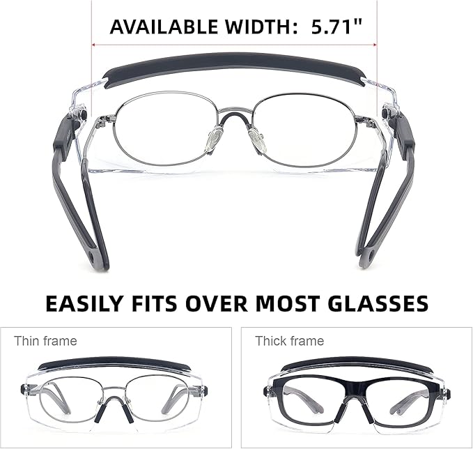 UKNOW Safety Goggles Over Glasses, Anti Fog Safety Glasses with Clear Wraparound Lens, ANSI Z87.1 Protective Eyewear