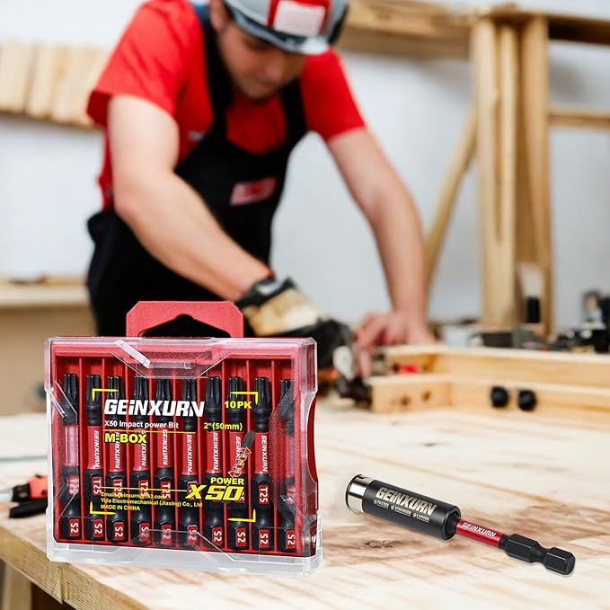 30Pieces 2 In. T15 Impact Tough Magnetic Screwdriver Bit Set, #15 Torx Head Power Bits, S2 Alloy Steel Star Bits with 1Pc Impact Bit Holder and Storage M-Box