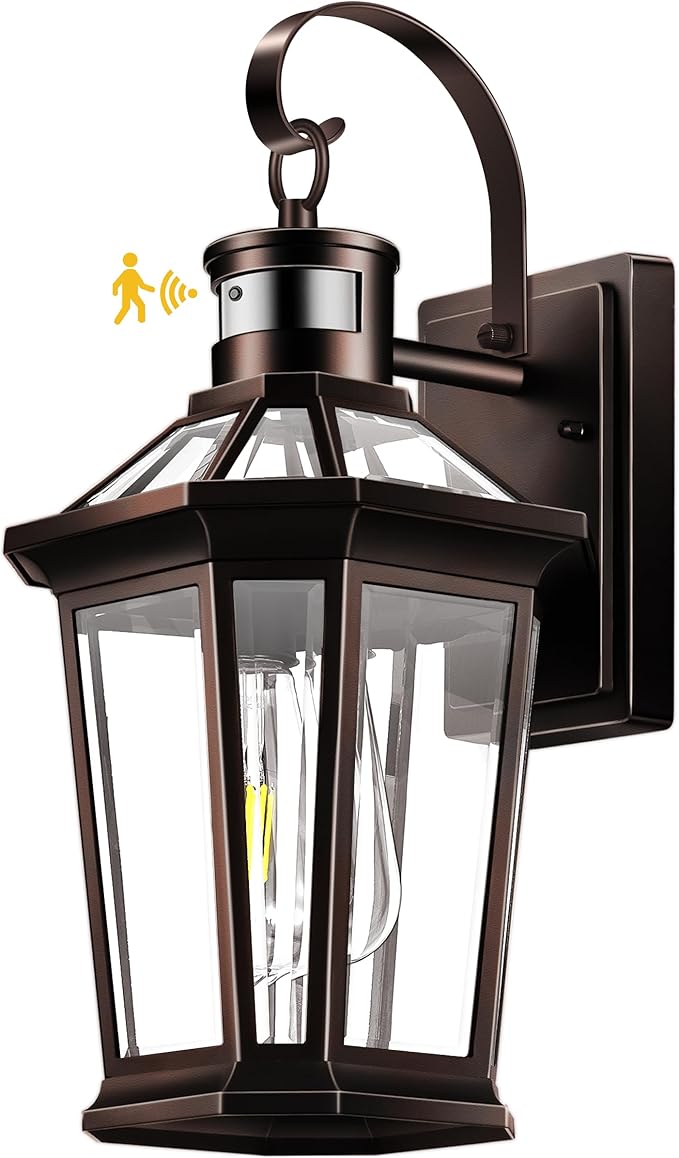 VIANIS Bronze Motion Sensor Outdoor Light, Dusk to Dawn Outdoor Lighting Wall Mount, Waterproof Exterior Light Fixtures for House, 100% Anti-Rust Aluminum Outside Wall Sconce for Front Porch Garage