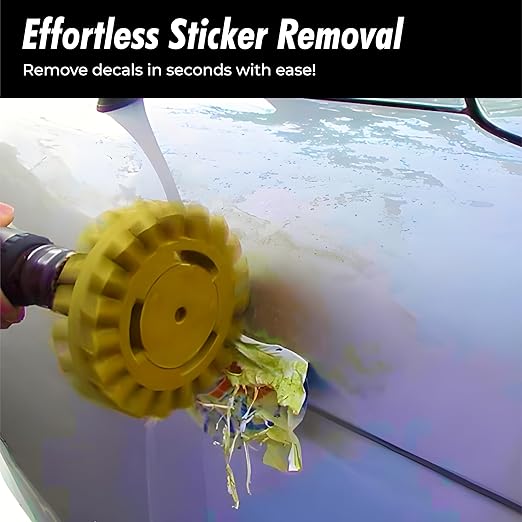 4-Inch Car Sticker Remover Kit - 2 Pack, Soft Rubber Decal Eraser Wheel Tool for Cars - Safe Adhesive Remover for Glass and Metal - Emblem and Vinyl Lettering Removal with Drill Adapter