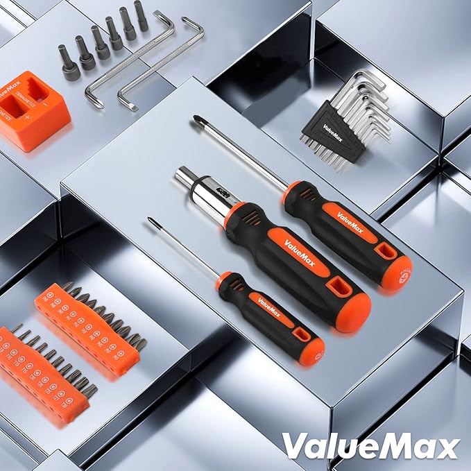 ValueMax 126-PC Magnetic Screwdriver Set with Plastic Racking Organizer, Magnetizer Demagnetizer, DIY Tools & Equipment for Men Women Mechanic, Herramientas Tool Bit Kit Home Improvement Gift