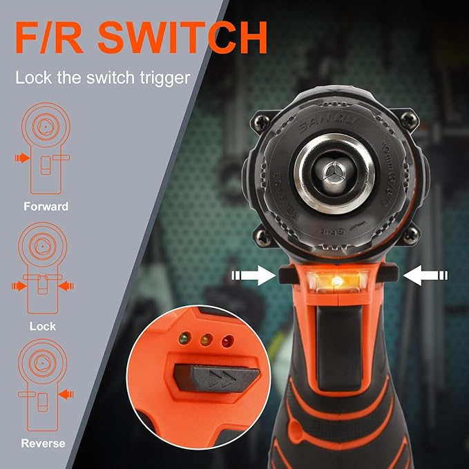 COMOWARE Cordless Drill Set, 12V Power Drill with Battery & Charger, 3/8" Keyless Chuck, 23Pcs Driver Bits Orange Storage Bag included