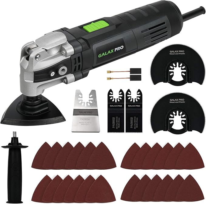 GALAX PRO 3.5A 6 Variable Speed Oscillating Multi Tool Kit with Quick Clamp System Change and 30pcs Accessories, Oscillating Angle:4° for Cutting, Sanding, Grinding
