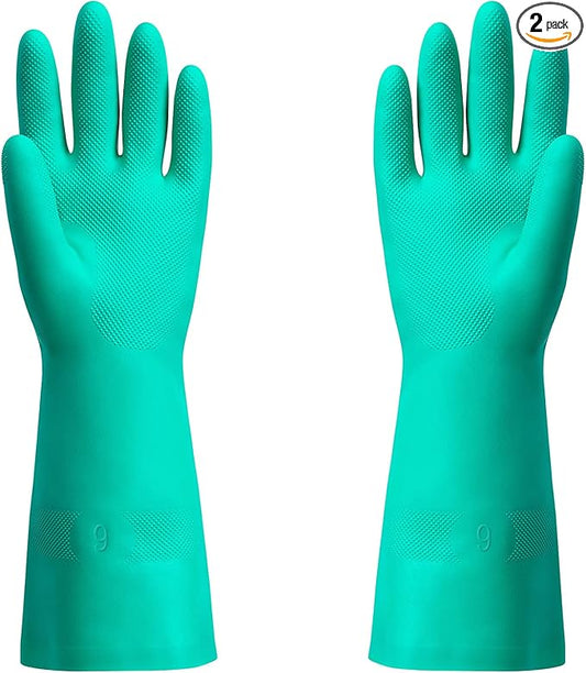 ThxToms Chemical Resistant Nitrile Gloves, Resist Household Acid, Alkali, Solvent and Oil, Latex Rubber Free, 1 Pair Large