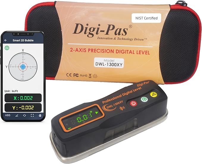 Digi-Pas 2-Axis Smart Master Precision Level with NIST Certificate + DATA (DWL1300XY- NIST)