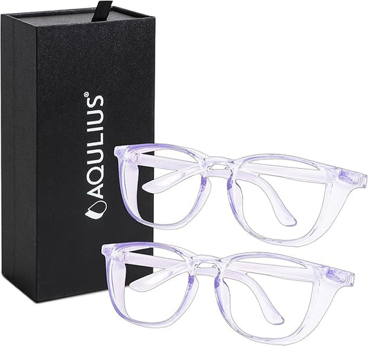 Aqulius 2 Pack Stylish Safety Glasses Goggles, Scratch Resistant, Safety Glasses for Women, Blue Light, Glasses for Nurses