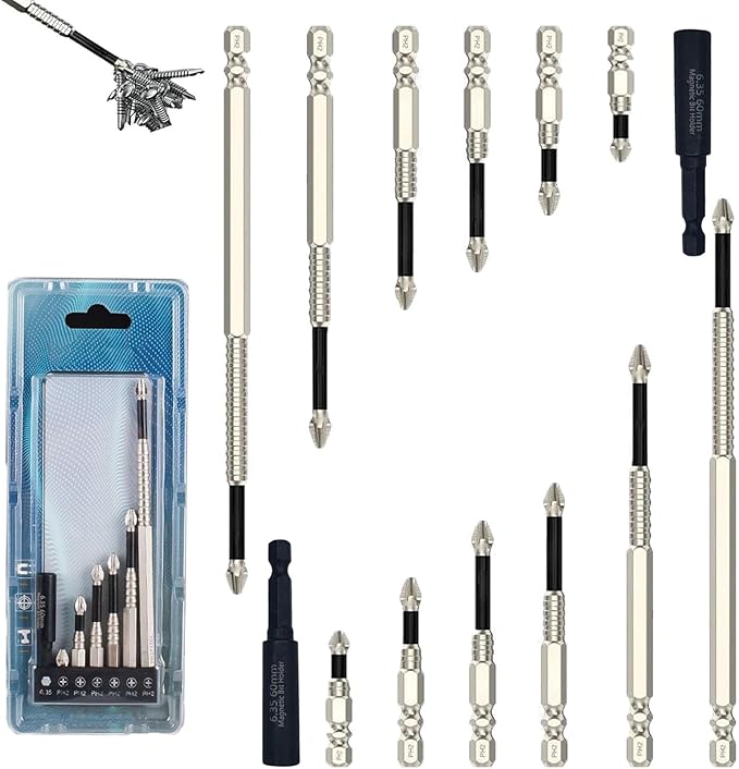 14 PCS High Magnetic Screwdriver Drill Bit Set, Strong Magnetic Durability Screwdriver Drill Bit Set, Magnetic Electric Screwdriver Set, Electric Precision Screwdriver Set (2 set)