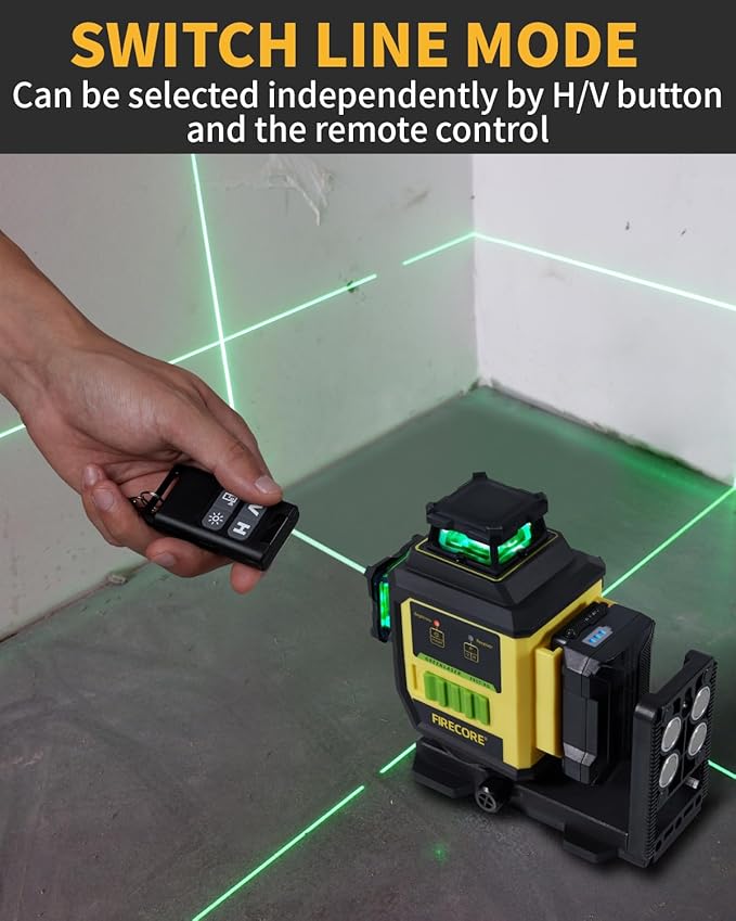 Firecore Laser Level 360 Self Leveling with Tripod, ±2mm High Accuracy, Outdoor Pulse Mode to 197 Ft, Green Cross Line Lazer Leveler Tool for Construction, 2 Rechargeable Batteries, 60" Tripod