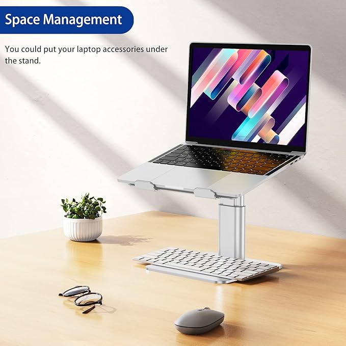 BESIGN LSX6N Laptop Stand, Ergonomic Adjustable Notebook Riser Holder, Computer Stand Compatible with Air, Pro, Dell, HP, Lenovo More 10-15.6" Laptops, Silver