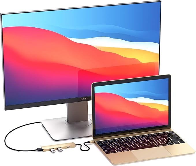 Satechi 4 in 1 USB C Hub Multiport Adapter (Gold - Slim Classic)