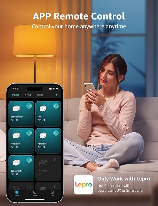 Lepro P1 Smart Plug Mini 15A, WiFi Outlet Plugs Compatible with Alexa & Google Assistant, Voice/APP Control, Timer & Group Controller, 2.4Ghz Only, ETL & FCC Certified, 2-Pack