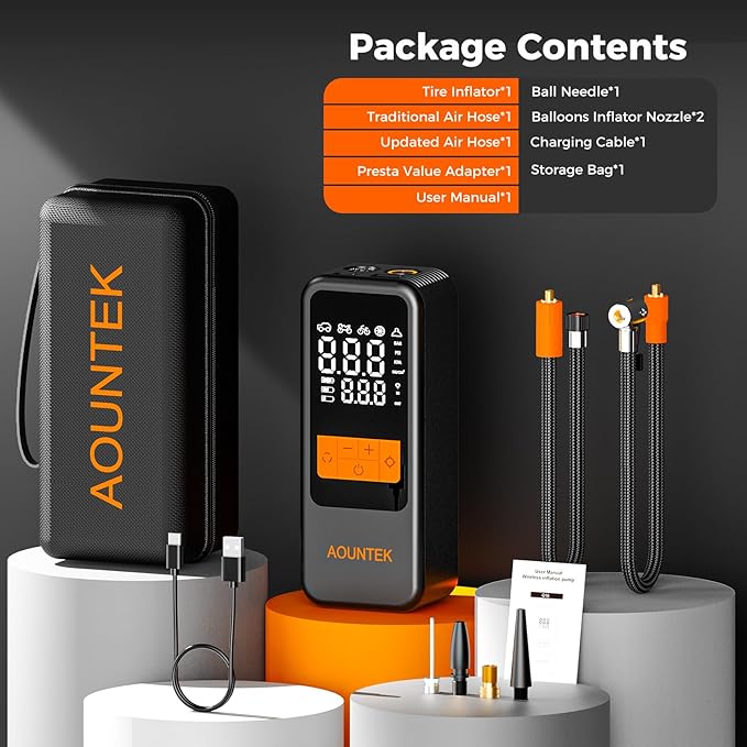 Tire Inflator Portable Air Compressor Portable Air Pump For Car Tires with Digital Pressure Gauge 150 PSI Fast Inflation Auto Shut Off Function Cordless Electric Air Pump for Bike Motorcycle Ball,etc