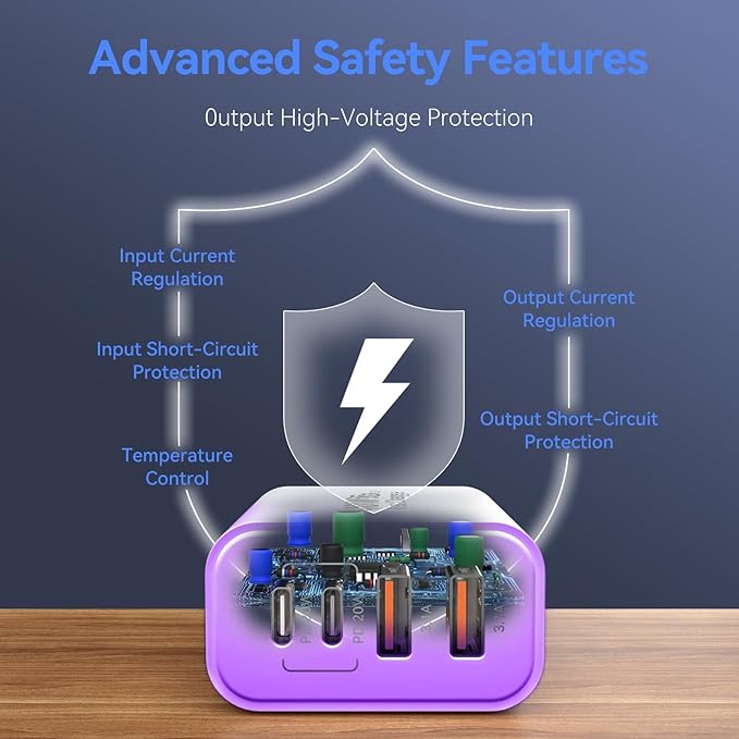 USB C Wall Fast Charger Block, 40W 4-Port Type C Chargers Fast Charging Blocks PD Power Charger Adapter+QC 3.0 USB Multiport Charger Brick for Phone 17/16/15/14/13/12 Pro Max, i-Pad, Galaxy S25-2Pack