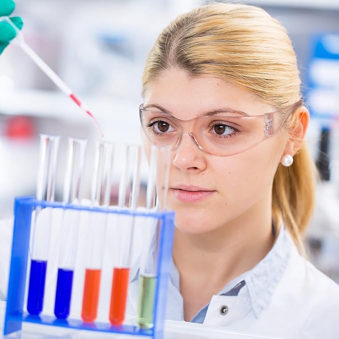 Weewooday 48 Pairs Clear Safety Glasses Bulk for Women Men Anti Fog Safety Goggles Eye Protection Impact Scratch Resistant Protective Eyewear for Work Lab Construction Carpentry Shooting, 4 Colors