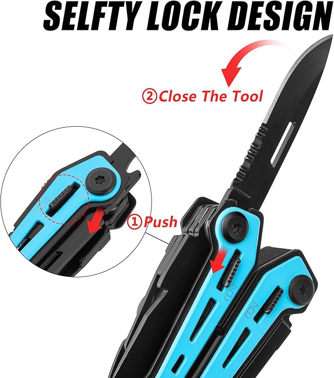 FLISSA 16-in-1 Multi Tool Pliers, Gifts for Men, Stainless Steel EDC Multitool with Pocket Knife, Belt Clip and Oxford Pouch, Self-locking Multipurpose Utility Multi-Tool for Camping Survival Outdoor