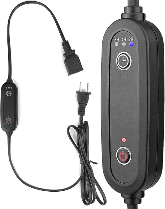 100W Auto Off Outlet Timer with 59 Inches Extension Cord, 3 Timing Modes(2/4/8h), Timers for Electrical Outlets Indoor Ideal for Reptile Humidifiers, Grow Lights, Reptile Lights, Fans, Led, Wax Melter