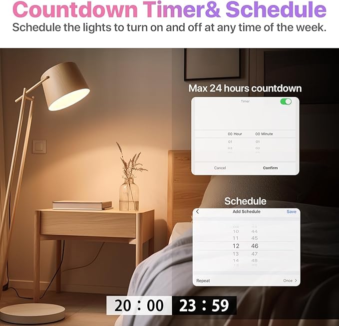 ORALUCE Smart Light Bulbs, WiFi&Bluetooth E12 Smart Bulbs That Work with Alexa Google Home Compatible, 40W Equivalent Type B LED Light Bulb, RGBCW 2700-6500K Color Changing, 5W 450LM, 4Pack, (C37-5W)