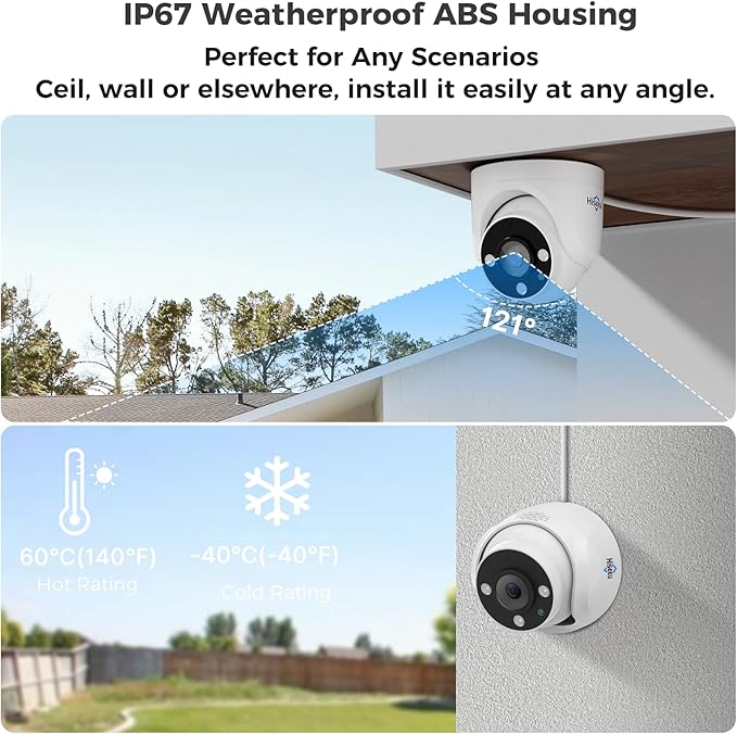Hiseeu 16 Channel 3K Wired Security Camera System with Smart Dual Light,Audio,Person/Vehicle Detection,121°Wide View,5MP 16CH DVR,12PCS 5MP IP67 Outdoor CCTV Cameras,3TB HDD for 24/7 Surveillance