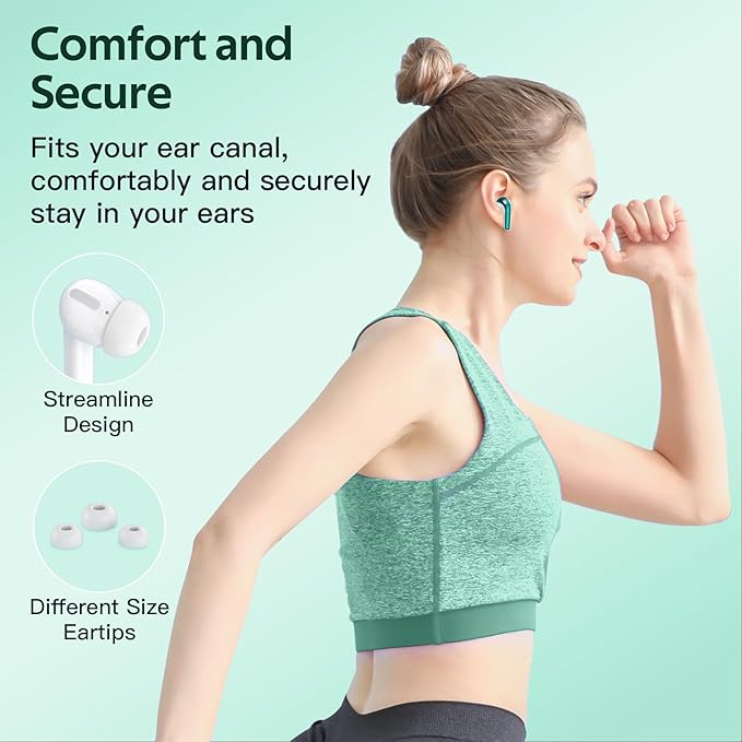 TAGRY 2 Sets X08 Forest Green and Phantom Purple Bluetooth Headphones True Wireless Earbuds 60H Playback Ear Buds with Wireless Charging Case in-Ear Earbuds with Mic
