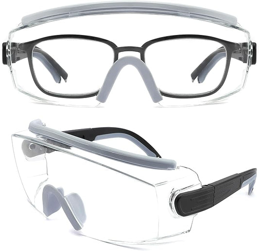 Safety Glasses Over Eyeglasses Anti Fog Safety Goggles Protective Glasses With Adjustable Frame For Men Women