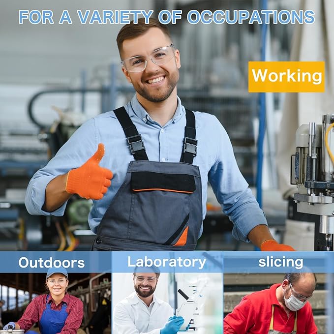 Safety Glasses ANSI Z87.1 Certified for Men & Women - Durable Lab Protective Eyewear for Chemistry & Research