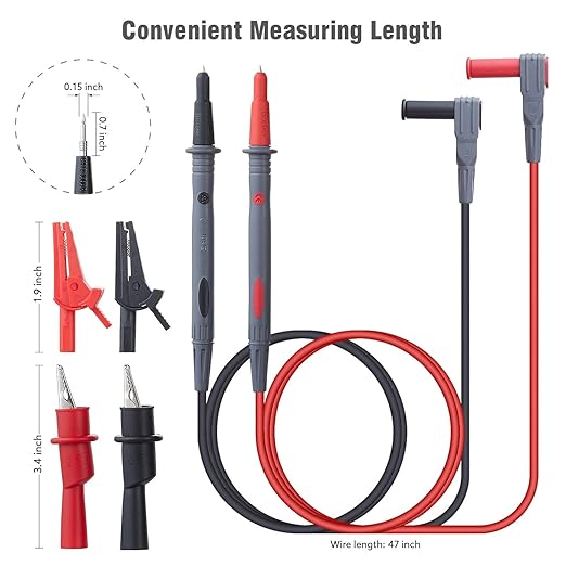 WGGE WG-011 Soft Silicone Test Lead and Safety Alligator Clips,Multimeter Test Leads Kit CAT III 1000V & CAT IV 600V with Threaded Alligator Clip, for Fluke/AstroAI/KAIWEETS/INNOVA Multimeter