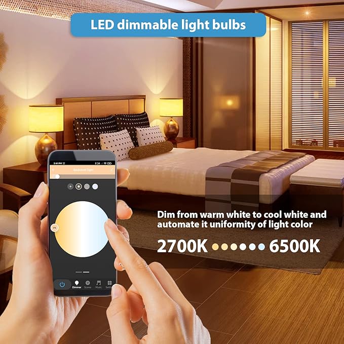 Upgrade Smart Light Bulbs,16W 1600Lumen(150W Equivalent) Ultra Bright 2.4G WiFi BR30 Flood Smart Bulbs Work with Alexa,Google Home(No Hub Required),Full Color Changing Alexa Light Bulb,2 Pack