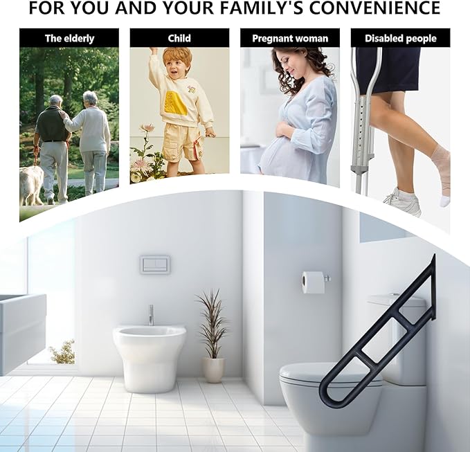 Wall Mounted Railings with White Matte Finish for 1-3 Steps,Stair Railing Safety Grab Bar with 2 Anti-Skid Crossbar for Garage, Porch, Garden, Yard (White Bent 1 Pack)