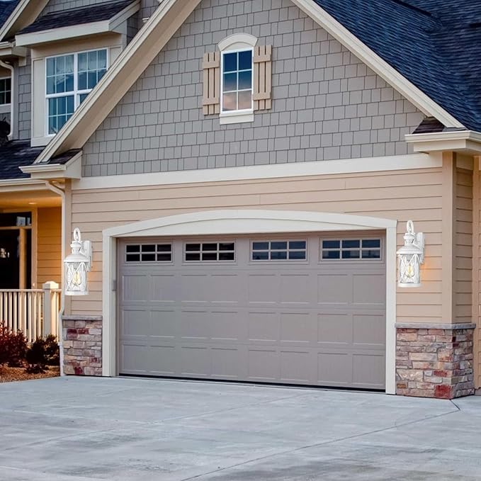 Darkaway Motion Sensor Outdoor Wall Light Dusk to Dawn Outdoor Porch Light with GFCI Outlet Waterproof Exterior Wall Sconce with Seeded Glass White Lighting Fixture for House Patio Garage