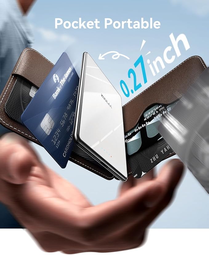 Kuulaa Magsafe Battery Pack 0.27'' 5000mAh Ultra Slim Magnetic Portable Charger Power Bank Support USB C PD 20W Fast Charging, Compatible with iPhone 16 Pro Max/15/14/13/12 Mini, White