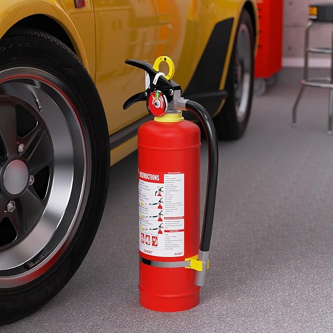 ABC Dry Powder Fire Extinguisher, 4.4 lb – 2-A:10-B:C Rated for Home, Office & Vehicle, Quick Release, Easy-Grip Handle, Ideal for Electrical & Grease Fires, Car Extinguisher, Model FF2KG