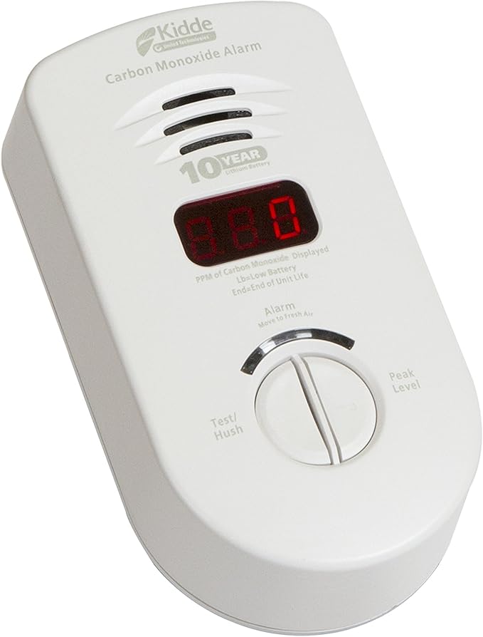 Kidde Carbon Monoxide Detector, Plug In Wall with 10-Year Battery Backup, Digital LED Display, Test-Hush Button