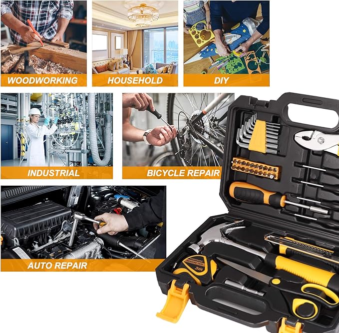 COMOWARE 40 Pcs Home Tool Kit - Basic Household Hand Tool Set, Truck Tool Kit Wrench Combination Tool Set for Home with Plastic Toolbox Storage Case, Rv tool set