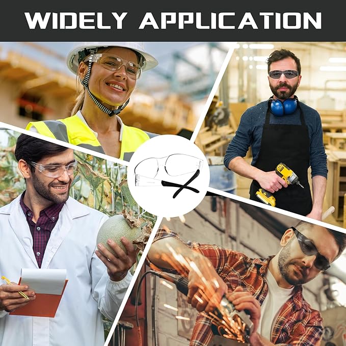 Clear Safety Glasses for Men Women Ansi Z87.1 Safety Glasses Scratch and Impact Resistant Protective Eyewear