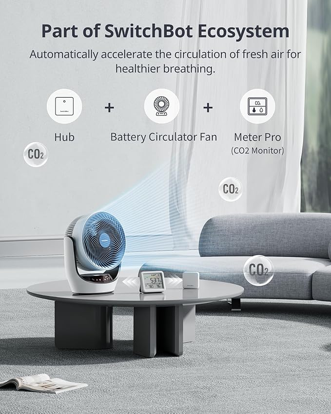 SwitchBot CO2 Detector, Air Quality Monitor Indoor, CO2 Monitor for CO2/TEMP/Humidity, Portable Carbon Dioxide Detector for Home/Car/Office/Greenhouse