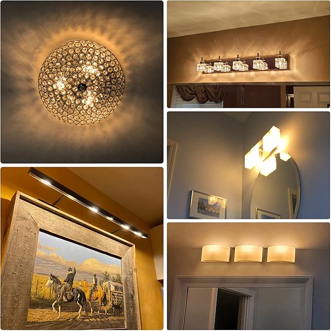 ALIDE E12 75 Watt Replacement LED Candelabra Bulbs C7,2700K Warm White,800LM T6 7.5W LED E12 Chandelier Light Bulbs for Ceiling Fan Pendant Lighting,Non-dimmable,6 Pack