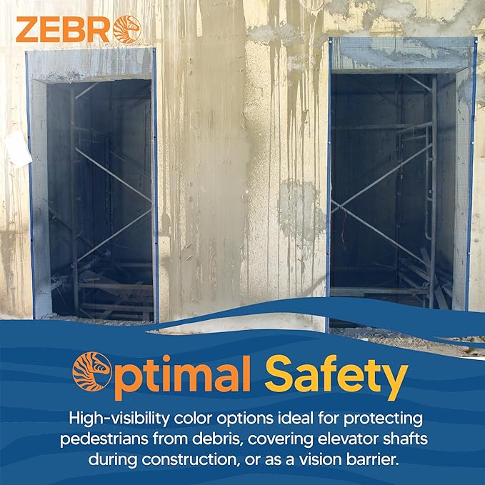 Fire Retardant Debris Safety Netting (4' x 150' - Blue) - High Visibility Construction & Scaffolding & Railing & Elevator Netting for Enhanced Safety - Construction Fencing