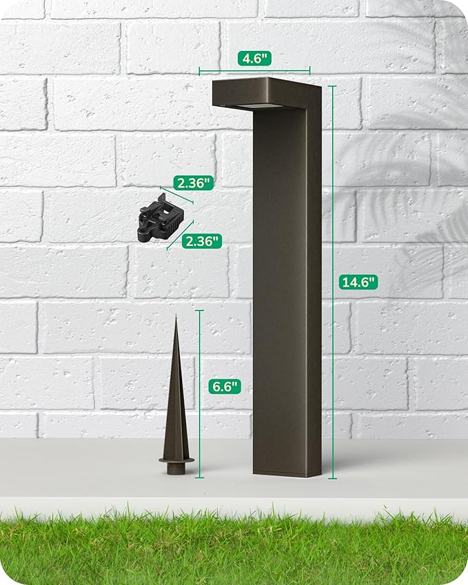 EDISHINE Low Voltage Landscape Lighting, 3.2W 3000K 50,000Hrs Electric LED Pathway Lights Wired, 12V Waterproof Outdoor Landscape Path Lights, Modern Aluminum Housing for Driveway Garden, 6Pack