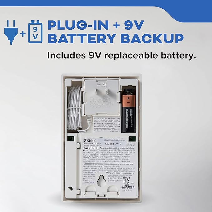 Kidde Carbon Monoxide Detector, Propane, Natural, Methane, & Explosive Gas Alarm, Plug-in Wall with 9-Volt Battery Backup, Digital LED Display