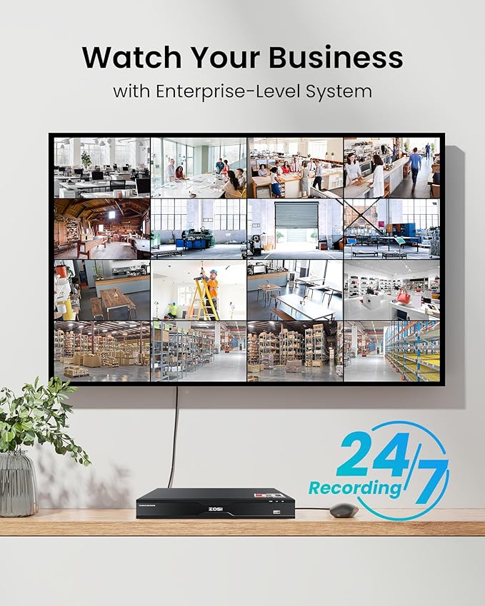 ZOSI 32CH 4K PoE Security Camera System, Face Person Vehicle Detection, 2 Way Audio, Spotlight Siren, 32pcs 8MP Outdoor Indoor IP Cameras, 32 Channel 4K NVR with 8TB HDD for 24/7 Recording